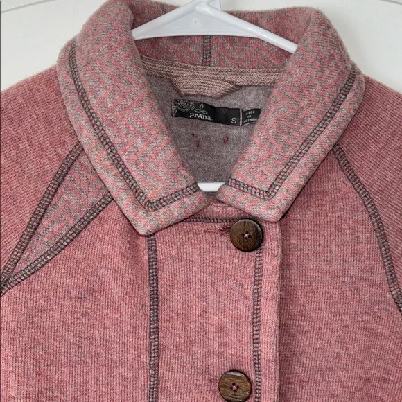 Prana wool blend jacket sweater button front chevron S - Picture 2 of 7